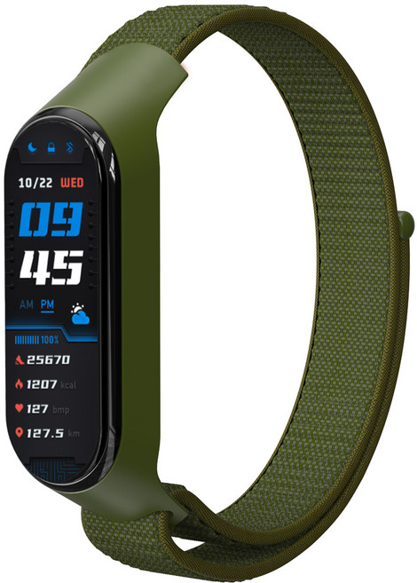 누아트 샤오미 미밴드 5/6/7 스포츠루프 밴드 스트랩, 카키