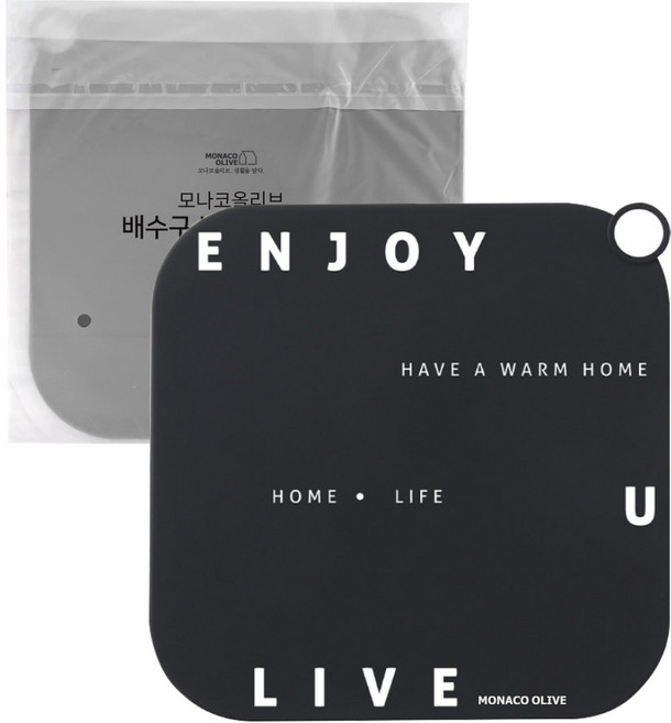 모나코올리브 하수구밀착 냄새차단 매트, 2개, 블랙