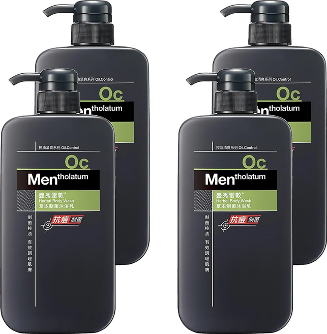 MENTHOLATUM 曼秀雷敦 男士制菌沐浴乳 草本香氣 650ml 含IPMP成分 添加Bio-protect調理, 4件