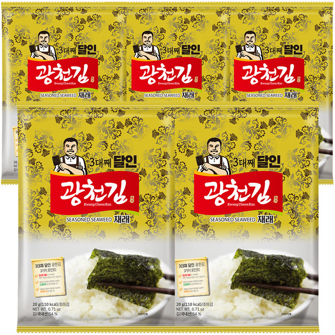 광천김 3대째 달인 재래 전장김, 20g, 5개