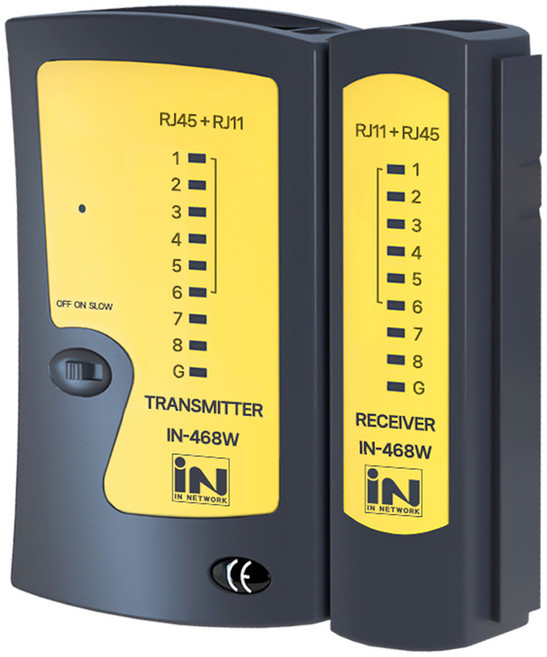 인네트워크 분리형 랜케이블 테스터기 IN-468W, 블랙, 1개, 105mm