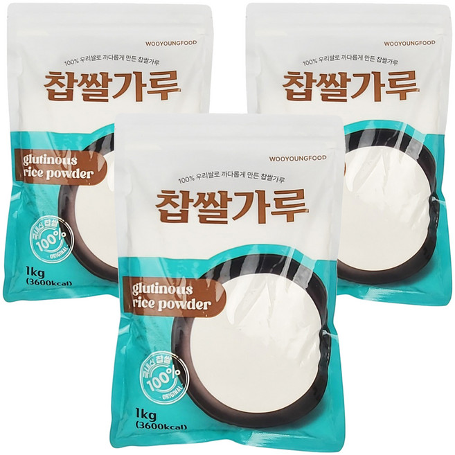 우영식품 찹쌀가루, 1kg, 3개