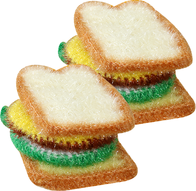 youhouse Nan Dala系列 三明治造型雙層纖維菜瓜布組, 4個, 2組