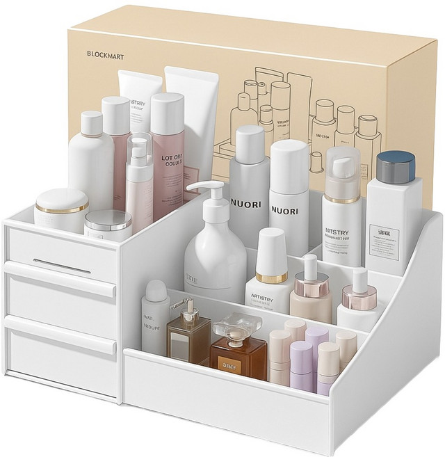 CareFree 다용도 화장품 정리함, 화이트, 1개