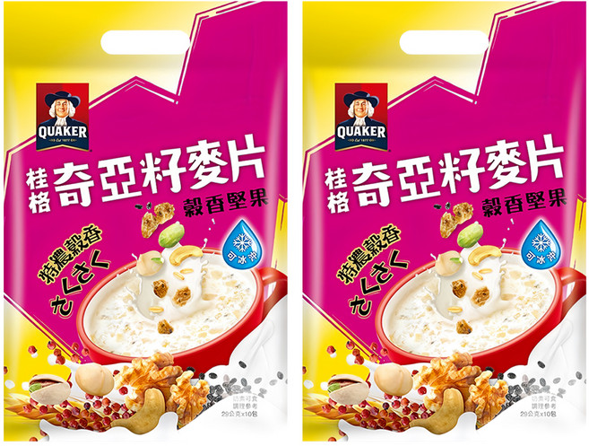 QUAKER 桂格 奇亞籽麥片 穀香堅果 10包, 290g, 2袋