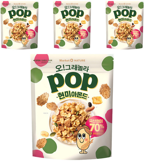 마켓오네이처 오 그래놀라 팝 현미아몬드, 4개, 340g