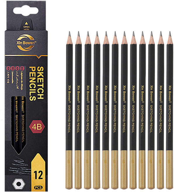 전문가용 드로잉 연필 12개 세트, 4B, 1세트