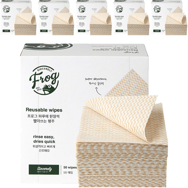 프로그 하루에 한장씩 빨아쓰는 행주, 50개입, 6개