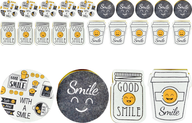 구디푸디 스마일 수세미 4종 세트 스펀지, 4개, 6세트