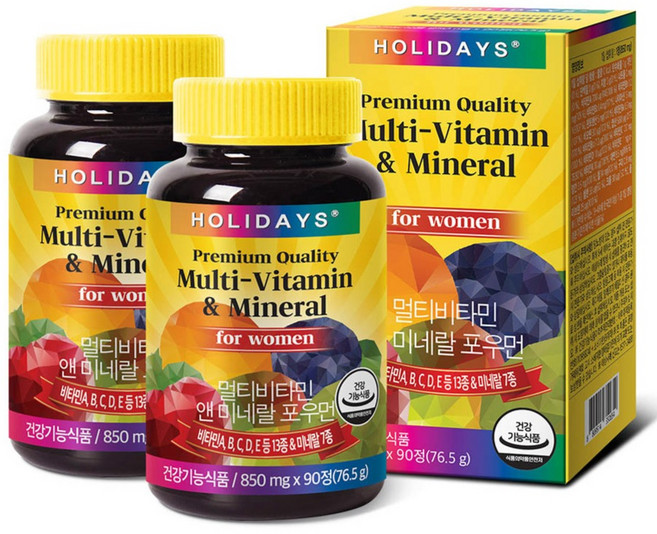 홀리데이즈 멀티비타민 앤 미네랄 포우먼, 90정, 2개