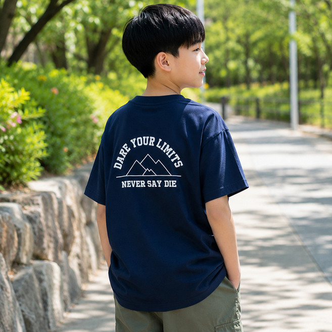 Saenghwaluijihye 青少年基本款字母印花純棉夏季短袖T恤