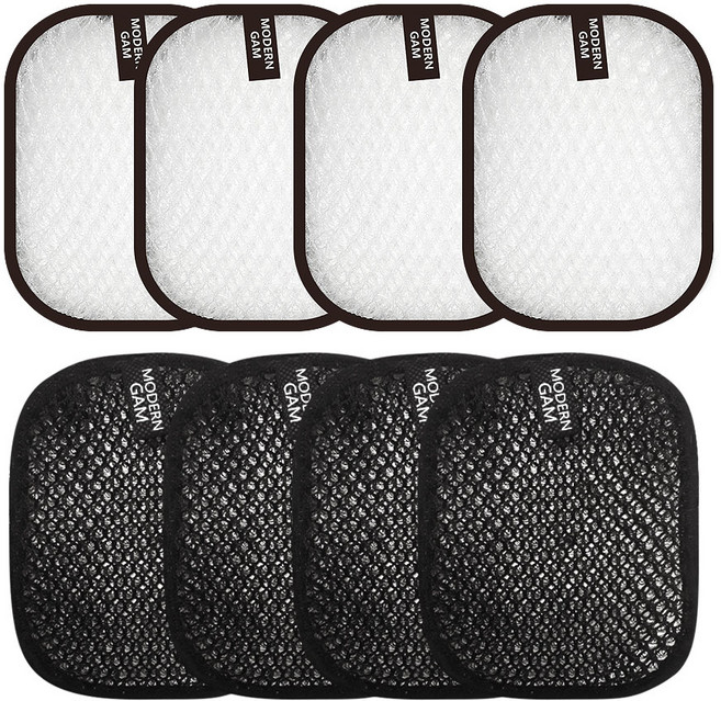 모던감 3D 망사 무흠집 위생 수세미 블랙 + 화이트, 1개입, 8개