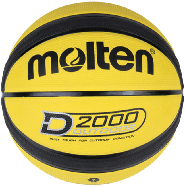 molten 12片深溝橡膠籃球 F 黃色 + 黑色, B7D2005-YK, 1個