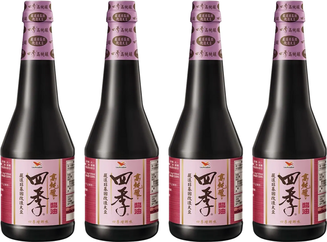 統一 四季 高純釀釀造醬油, 870ml, 4瓶