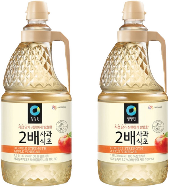 청정원 2배 사과식초, 1.8L, 2개