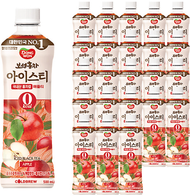 동원보성홍차 아이스티 애플 제로, 500ml, 24개