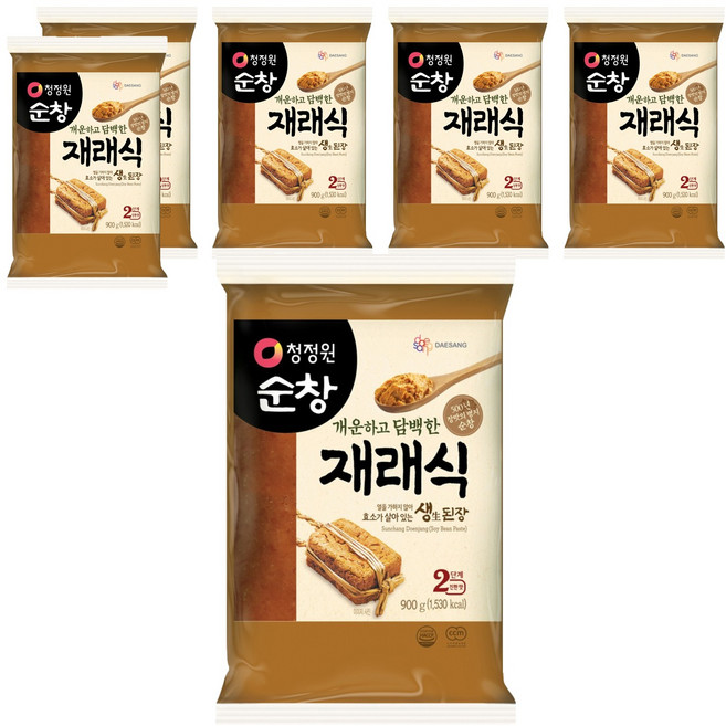 청정원순창 개운하고 담백한 재래식 생된장, 6개, 900g