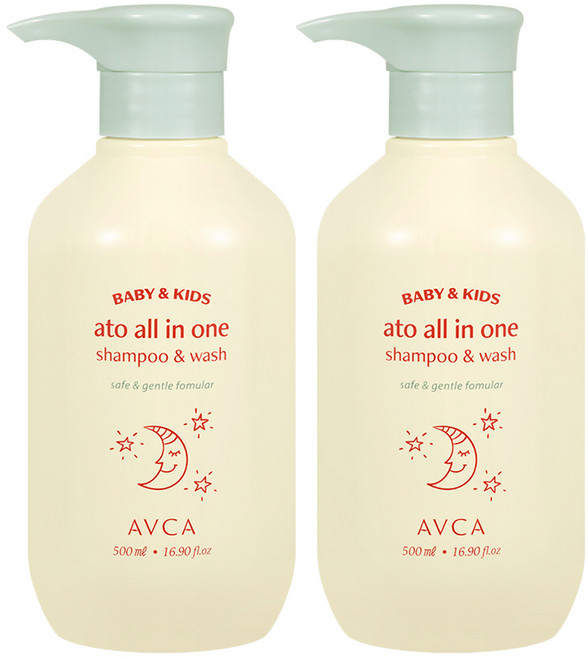 AVCA 嬰幼兒用Ato多合一洗髮沐浴精 無香味, 500ml, 2瓶