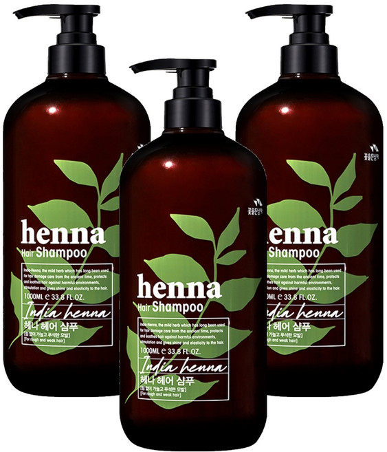 꽃을든남자 헤나 헤어 샴푸, 1L, 3개