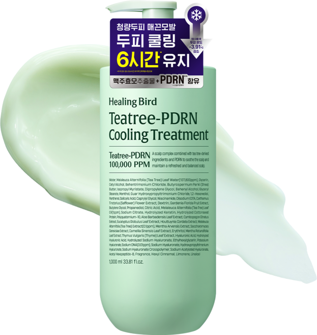 힐링버드 티트리 PDRN 실리콘 FREE 쿨링 탈모 트리트먼트, 1개, 1L