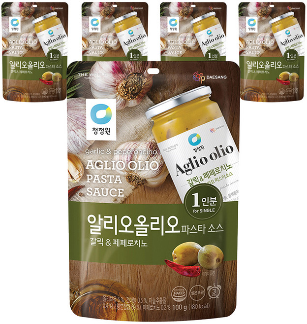 청정원 알리오올리오 파스타소스 싱글파우치, 100g, 5개
