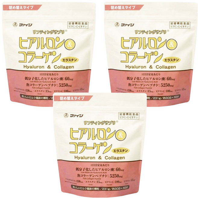 FINE JAPAN 四重彈力膠原蛋白粉, 231g, 3包