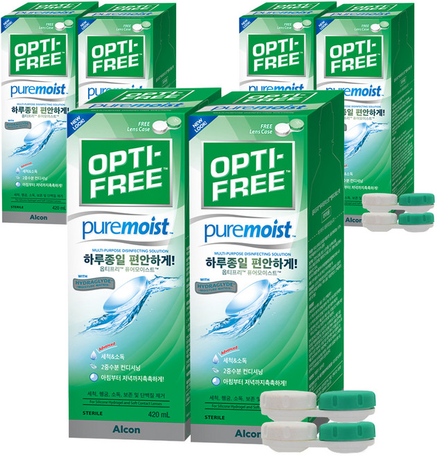 옵티프리 퓨어모이스트 렌즈세정액 + 렌즈케이스, 420ml, 6개
