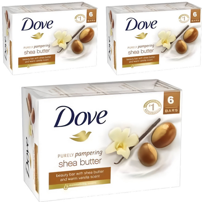 Dove 多芬 Purely Pampering 乳木果油香皂 香草香 636g (6入) 身體清潔 保濕滋潤, 106g, 18個