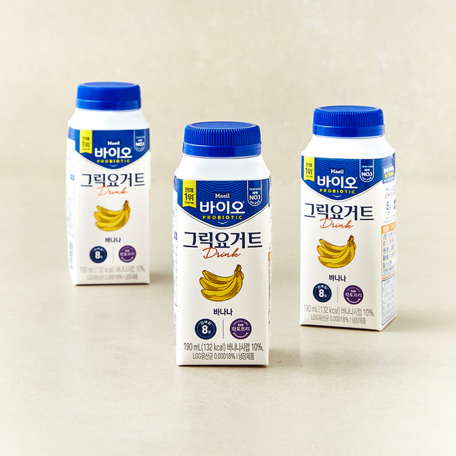 매일바이오 그릭요거트 드링크 바나나, 1개, 3개입, 190ml