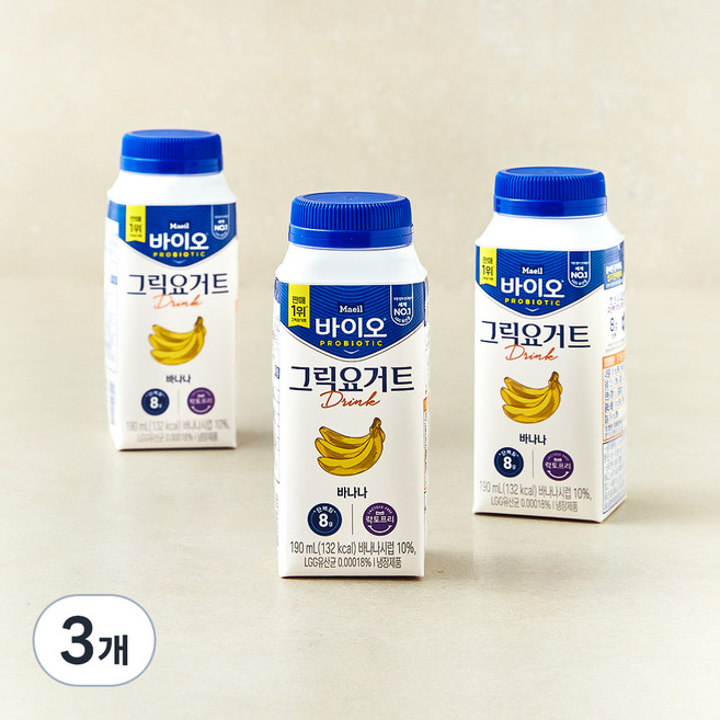 매일바이오 그릭요거트 드링크 바나나, 3개, 3개입, 190ml
