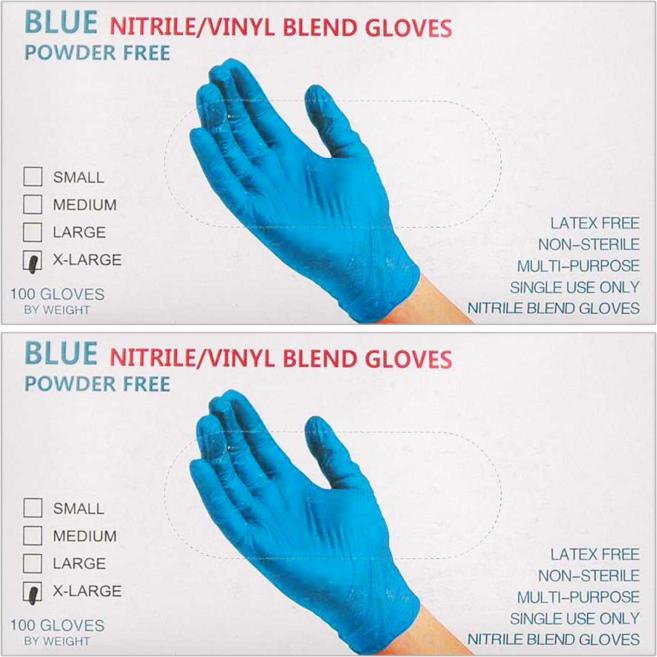 NBR 無粉手套 100入, XL, 蔚海藍, 2盒