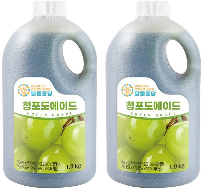 달콤퐁당 청포도 에이드 농축액, 2개, 1.9kg