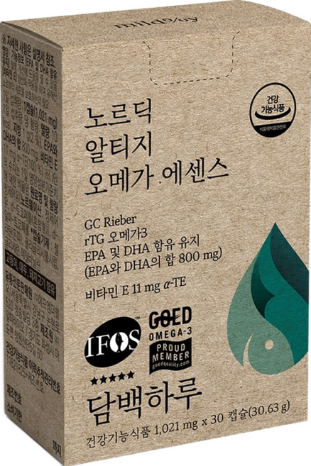 담백하루 노르딕 알티지 오메가 에센스, 30정, 1개