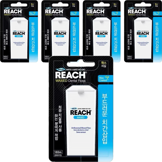 REACH 麗奇 潔牙線 含蠟無味, 183m, 1個, 5盒