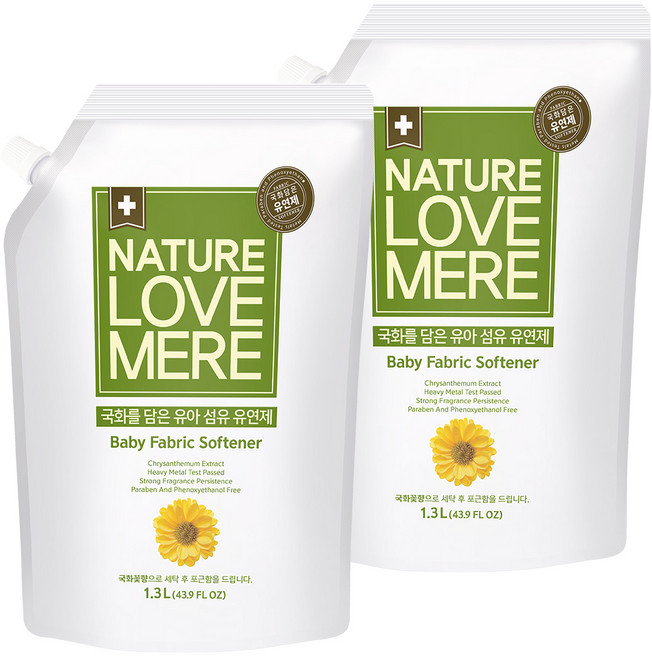네이쳐러브메레 국화 아기 섬유유연제 리필, 1.3L, 2개