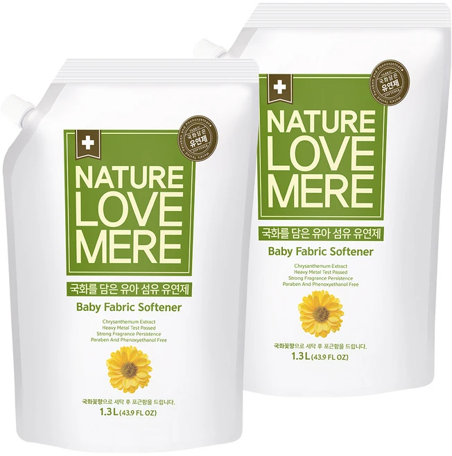 네이쳐러브메레 국화 아기 섬유유연제 리필, 1.3L, 2개 - 쿠팡