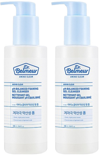더페이스샵 닥터벨머 아미노클리어 약산성 젤 폼 클렌저, 190ml, 2개