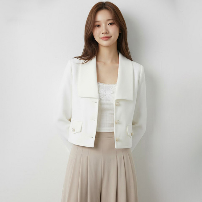 페이퍼먼츠 여성용 루엘 카라 버튼 숏 자켓 13836