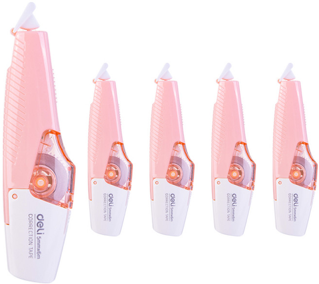 델리 수정테이프 5mm x 6m, 마카롱핑크, 5개