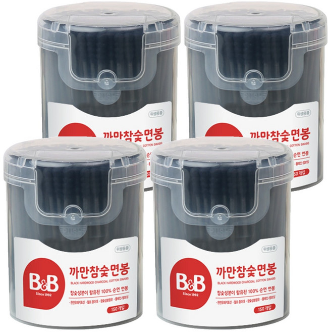 비앤비 까만참숯면봉, 150개입, 4개