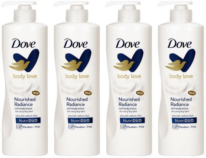 Dove 多芬 Body Love系列 保濕亮澤身體乳液 富含NutriDUO 適用於非常乾燥的皮膚, 400ml, 4瓶