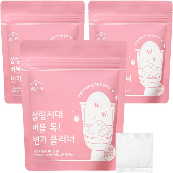 살림시대 버블 톡 변기 클리너 4p, 160g, 3개