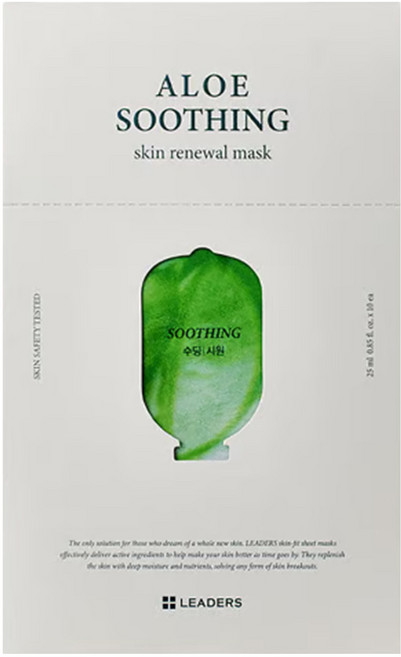 LEADERS 麗得姿 蘆薈舒緩修復面膜, 10片, 1盒