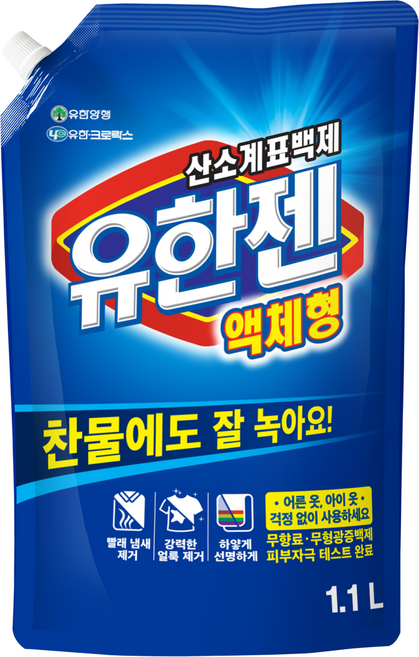 유한젠 산소계표백제 액체형, 1.1L, 1개