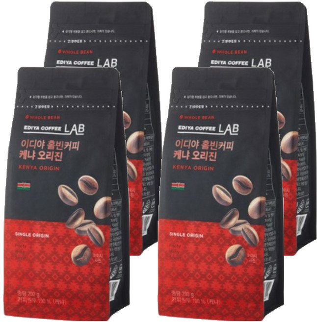 이디야커피연구소 케냐 오리진 홀빈커피, 200g, 4개, 홀빈(분쇄안함)