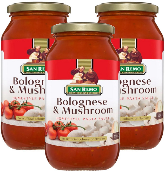 SAN REMO 頂級麵醬 起司蘑菇, 500g, 3罐