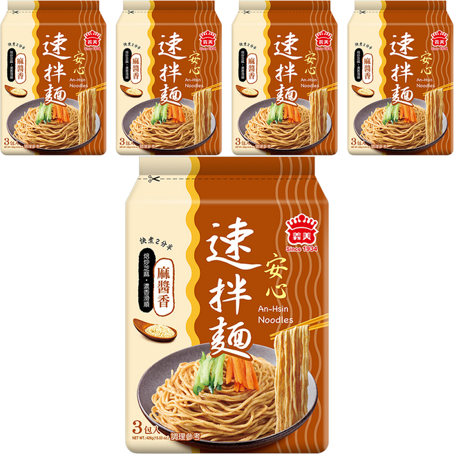 義美 速拌麵 麻醬香 142g, 15包