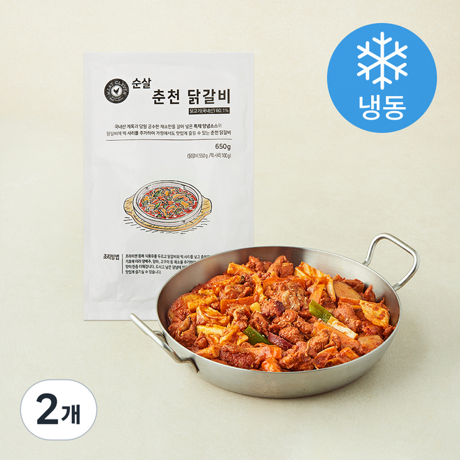 미트클레버 춘천닭갈비 (냉동), 650g, 2개
