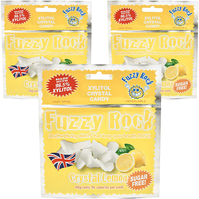 퍼지락 자일리톨 크리스탈 캔디 레몬향, 40g, 3개