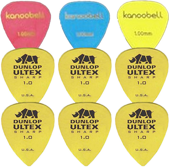 Dunlop Ultex Sharp 吉他彈片 1mm 6片 + Kanoobell 撥片 3片, 1組
